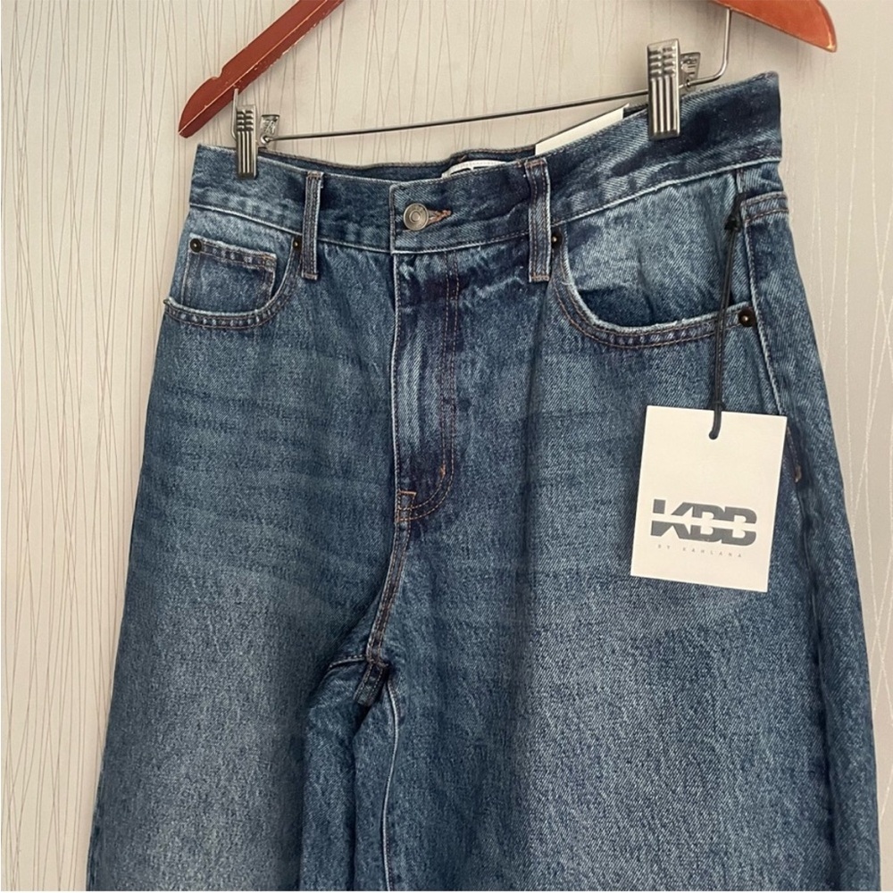 KBB by KAHLANA x Target Women's 6 Mid-Rise Wide Leg The Kahlana Jean Dark Wash - Picture 7 of 16
